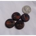 ZZ4 4 Tortoise Brown Buttons 22mm Fish Eye Disc...