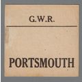 GREAT WESTERN RAILWAY LUGGAGE LABEL - PORTSMOUT...