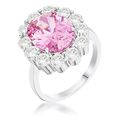 11.5Ct Rhodium Plated Pale Pink Oval Blossom Ring