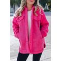 Bright Pink Faux Suede Sherpa Patchwork Button-...