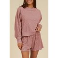 Blossom Checkered Textured Long Sleeve Top and ...