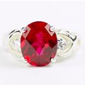 Created Ruby, 925 Sterling Silver Ladies Ring, ...