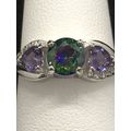 Ring Colorful Rainbow Crystal Amethyst Hearts 9...