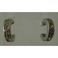 Vintage Earrings White Crystal Half Hoops Pierc...
