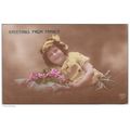 Young Girl With Flowers " Greetings From France...
