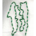 Green Seed Beaded Rosary Chain Silver Tone Chai...