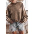 Brown Drop Shoulder Crew Neck Pullover Sweatshirt