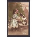 YOUNG GIRL STROKING DOG SUZY 375 COLOUR PHOTO P...