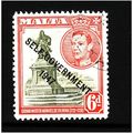 MALTA 1948 SG242 6d OLIVE GREEN & SCARLET FINE ...