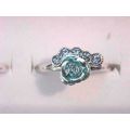 Aqua Rose Ring Metal Aqua Rose Crystal Ring 3/8...