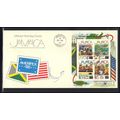 FDC Jamaca Souvenir Sheet AMERIPEX '86 (Cachet-...