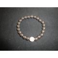 Round Hematite elasticated with white pave crys...