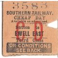 Southern Railway Edmondson Ticket - Sutton to E...