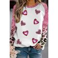 Pink Sequin Heart Shaped Leopard Long Sleeve Top