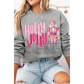 Gray HOLLY JOLLY Nutcracker Print Crew Neck Chr...