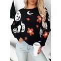 Black Halloween Mythical Night Pattern Drop Sho...
