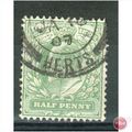 GB stamps 1902-10 KEV11 - 1/2d SG215 Herts canc...