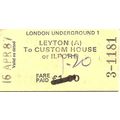 London Transport Edmondson Ticket - Leyton to C...