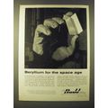 1960 Budd Company Ad - Beryllium for the space age