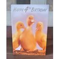 Age 4 Birthday Card - ( Yellow Ducks ) - 001