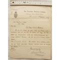 1897 letter Lancashire Insurance, Manchester re...