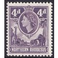 Northern Rhodesia QEII 1953 4d Slate-Lilac Anim...
