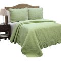 Full Queen Green Cotton Quilt Bedspread with Sc...
