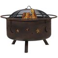 Moon Stars Sky Steel Fire Pit Bowl with Screen ...