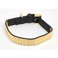 AllSaints Black & Gold Tone Leather Buckle Brac...