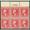 527, Mint NH VF 2¢ Top Plate Block of Six - Stu...
