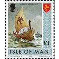 Isle of Man 1973 QEII £1 Viking Longship Mounte...