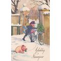 Dutch Holland Child Postman With Pig On Lead Ha...