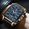 Gents Large Luxury Blue Square Chronograph Date...