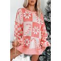 Pink Candycane Snowflake Checker Christmas Holi...