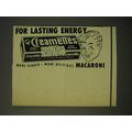 1950 Creamettes Macaroni Ad - For lasting energy
