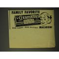 1950 Creamettes Macaroni Ad - Family favorite