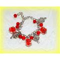 Sale Women Girls Shamrock Red Bead Glass Charms...