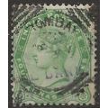 India 1886 SG97 4a6p Yellow-Green Wmk Star Good...