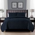 Full Queen 3-Piece Navy Blue Polyester Microfib...