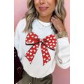 White Heart Bow Printed Round Neck Valentines P...