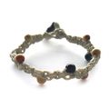 Bracelet #014 waxed string & wood beads 8 inch ...