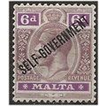 Malta 1922 SG109 6d Dull & Bright Purple Self G...