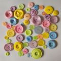 50 Assorted Pastel Coloured Buttons - Variety o...