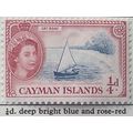 Cayman Islands QEII 1955 ¼d Deep Bright Blue & ...