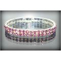 2 Row Wedding Party Purple Rhinestone Stretch B...