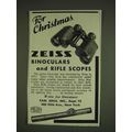 1934 Zeiss Binoculars and Rifle scopes Ad - For Christmas