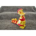 Vintage Duck w/ Ducklings Red Yellow Plastic Ra...