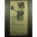 1958 Lindt Swiss Chocolate Ad - I'd climb mountains for Lindt