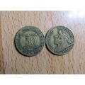 France Republic 1924 50 Centimes Coin