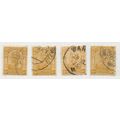 INDIA 1911 K5 SIX ANNAS 6a OCHRE SHADES 4 STAMP...